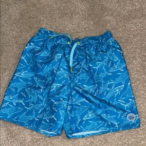 Blue Shark Print Swim Shorts for Kids